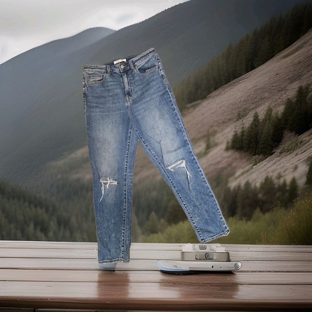 Willow & Root Jeans Womens 29 High Rise The Mom Fit Distressed Denim‎